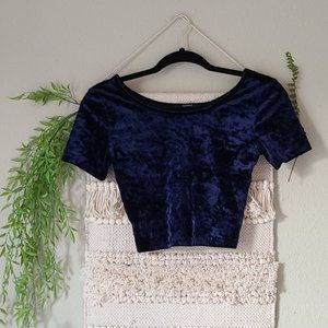 Dark Blue Velvet Crop Top XS Forever 21
